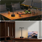 1 Pack Rechargeable Table Lamps Cordless, Portable 5000mAh Outdoor Table Light, 3 Color Stepless Dimming LED Table Lamp with Memory Function, for Home/Dinner/Patio/Restaurant.(Diamond Black)