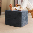 Tiita Stuffed Pouf Ottoman, Square Foot Stool Fluffy Floor Poufs Chair for Living Room Bedroom, Filled Boho Foot Rest for Couch, Blue-Grey