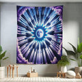 Ambesonne Trippy Tapestry Twin Size, Indigo Tones Outer Space Featuring Moon with Psychedelic Abstract Woods, Wall Hanging Bedspread Bed Cover Wall Decor, 68" X 88", Pale Fuchsia Sea Blue