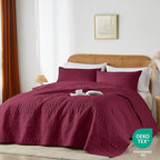 akkialla Twin Quilt Set, Burgundy Lightweight Microfiber Bedspread Coverlet, Boho Geometric Pattern, Soft All-Season Bedding, 2-Piece (1 Quilt, 1 Pillow Sham) | Breathable fabric, Modern style