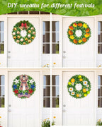 Vlorart 24 Inch Large Greenery Wreath for Front Door, Artificial Green Leaves Spring Summer Door Wreaths, Boxwood Wreath for Indoor Outdoor Farmhouse Home Wall Window Wedding Decor All Season