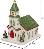Spode Christmas Tree Miniature Christmas Village Figural Decoration, LED Lighted Christmas Village Set, Ceramic Holiday Decor - Dolomite Christmas Collectible for Indoor Display (Church)