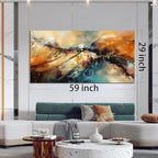 JKWALL77 Large Wall Paintings for Living Room - Yellow Pictures Wall Decor - Abstract Wall Art for Office Ready to Hang Size 29" x 59"