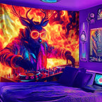 NYZE Deer Tapestry for Bedroom, Music Wall Tapestry, Party Decor Glow in the Dark Room Decor Tapestries, Cool Galaxy Planet Wall Hanging, Wall Hanging for Room Dorm 79in×59in