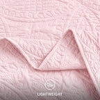 Love's cabin Quilts for Full Bed Pink Bedspreads Bedding Set - Lightweight Bedspread Comforter - Coin Pattern Bedding Coverlet for All Season - 3 Pieces (1 Quilt, 2 Pillow Shams)