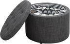 Convenience Concepts Designs4Comfort Round Shoe Ottoman, Gray Fabric