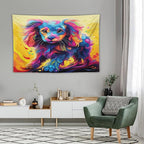 VUMIVI Colorful Cute Dog Tapestry Rainbow-Hued Oil Painting Pet-Themed Abstract Art Print Tapestry Wall Hanging for Living Room Bedroom Dorm Classroom Aesthetic Decor W60xL40in