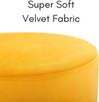 BIRDROCK HOME Round Ottoman Foot Stool – Soft Padded Modern Stool Design – Ideal for Living Room, Bedroom – Compact Footrest, Vanity Chair, Small Furniture – Foam Seating, Decorative Accent (Yellow)