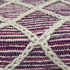 SIMPLIHOME Cowan Contemporary Square Pouf in Magenta and Natural Handloom Woven for the Living Room, Bedroom and Kids Room