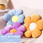 Reginary 4 Pcs Flower Floor Pillows Cute Plush Flower Throw Pillows Daisy Floor Seat Cushion Chair Pads for Back to School First Day of School for Sofa Couch Bed Decor(15 Inch,Bright Color)