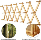 Dseap Accordian Wall Hanger: 16” High Wooden Wall Expandable Coat Rack, Hat Rack Holder, Accordion Hook for Baseball Caps, Coats, Mugs, 20 Peg Hooks, Natural