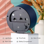 4 inches Super Silent Alarm Clock, Navy Blue Beep Wake Round Alarm Clock with Night Light,Battery Operated,Easy Set Entry Lux Stylefor Desk, Bedroom and Home Decoration