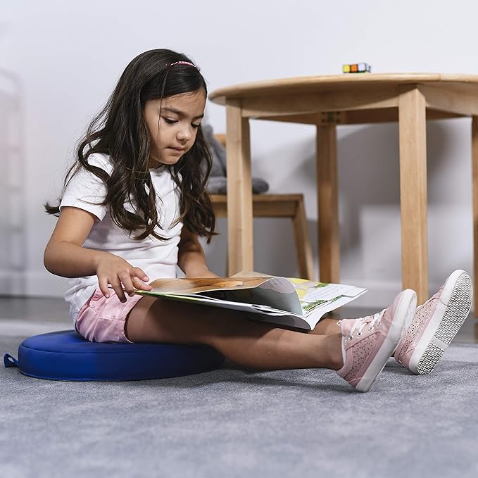 Factory Direct Partners SoftScape 15 inch Round Classroom Floor Cushions with Handles; Flexible Seating for Daycare, Preschool, Playroom; 2 inch Thick Deluxe Foam (6-Piece) - Assorted, 11232-AS