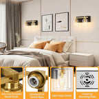 2 Light Modern Bathroom Light Fixtures Over Mirror, Black Gold Vanity Lights for Bathroom Wall Sconces with Clear Glass Shades, E26 Socket (Bulbs Not Included)