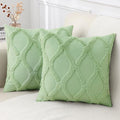 decorUhome Spring Euro Sham Throw Pillow Covers 24x24 Inch Set of 2, Soft Plush Faux Fur Wool Sage Green Couch Pillow Covers, Decorative Neutral Pillow Cases for Bed Sofa Living Room Home Decor