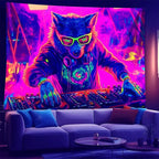 NYZE Wolf Tapestry for Bedroom, Music Wall Tapestry, Party Decor Glow in the Dark Room Decor Tapestries, Cool Galaxy Planet Wall Hanging, Wall Hanging for Room Dorm 79in×59in