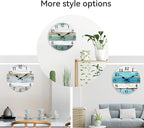 CHYLIN Wall Clock 12 Inch Bathroom Clock, Rustic Wall Clocks Battery Operated, Silent Non Ticking Wooden Coastal Beach Clock for Kitchen, Living Room, Bedroom (White)