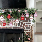 Valentines Tree Decorations, 12 Pcs Valentine Ornaments for Tree, Valentine's Day Hanging Ornament for Christmas Tree, Red Pink White Plastic Ball Ornaments