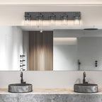 Bathroom Vanity Light, Square Design 5 Lights Morden Bathroom Lighting Fixtures Over Mirror, Black Vanity Light for Living Room/Bedroom