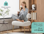 Modern Velvet Accent Chair, Round Upholstered Barrel Armchair for Small Spaces, Fluffy Side Corner Sofa Chair for Living Room, Bedroom, Vanity, Office, Reading Nook(Cream White)
