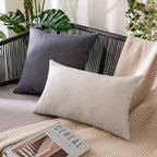 MIULEE Pack of 2 Decorative Outdoor Solid Waterproof Throw Pillow Covers Faux Linen Garden Farmhouse Cushion Cases for Patio Tent Balcony Couch Sofa 18x18 Inch Dark Grey