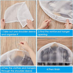 Patelai 16 Pcs Shoulder Covers for Hanging Clothes 24 x 12 x 2 Inches Plastic Garment Dust Covers Protectors with 2" Gusset for Closet Storage Suit, Coats, Jackets, Dress Closet Storage