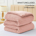 BEDELITE Fleece Full Comforter Set -Super Soft & Warm Fluffy Dusty Pink Bedding, Luxury Fuzzy Heavy Bed Set for Winter with 2 Pillow Cases