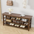 Shoe Rack Bench, 4-Tier Shoe Shelf Organizer, 47.2" Entryway Storage Bench for Hallway, Bedroom, Living Room, Bedroom, Hold up to 550 lbs, Solid Wood, Dark Brown