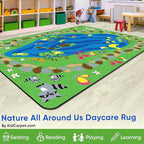 KIDCARPET.COM Nature All Around Rectangle Classroom Rug | Bordered Area Rug for Preschool Daycare Learning, 7'6" x 12'