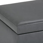 SIMPLIHOME Avalon Storage Ottoman Bench - 48 inch Wide Upholstered Vegan Leather Rectangular Lift-Top Ottoman in Stone Grey, Contemporary Storage Bench for Living Room with High-Density Foam