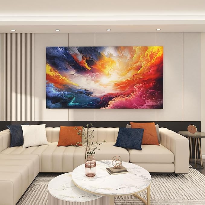 Pogusmavi Colorful Wall Art | Abstract Canvas Art | Pictures for Living Room Wall Decoration | Contemporary Home & Office Decor | Colorful Large Wall Art | Bedroom Decor Aesthetic 24×48in