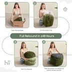 HIGOGOGO Pouf Ottoman Stuffed Round Modern Foam Filled Foot Rest Poufs for Living Room Chair Decorative 26 X 18 Inches Boho Relax Stool for Wedding Christmas Party, Green