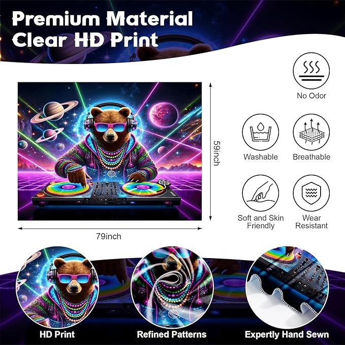 NYZE Astronaut Space Tapestry for Bedroom, Glow in the Dark Room Decor Wall Tapestries, Cool Galaxy Planet Wall Hanging, Wall Hanging for Men Guys Gamer Room Dorm Living Room 79in×59in