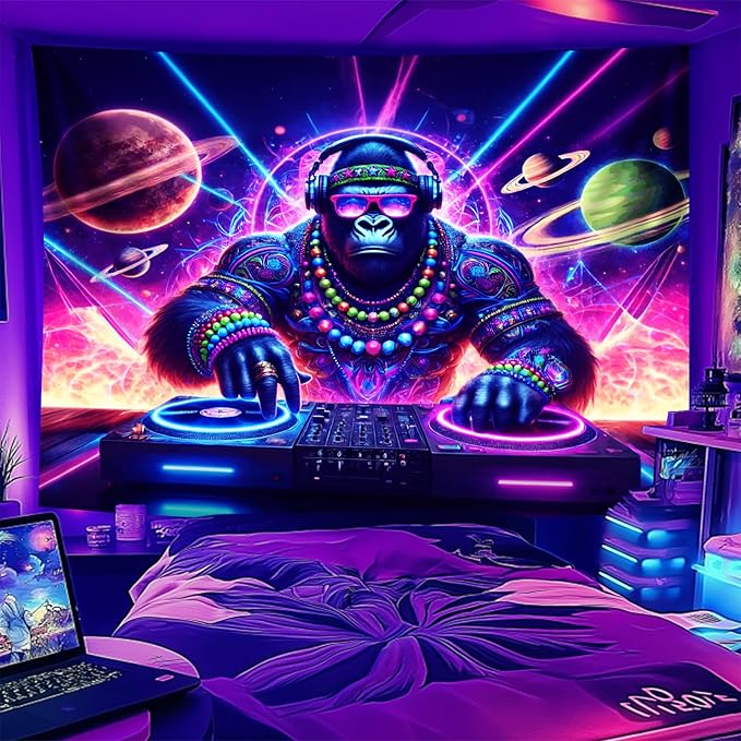 NYZE Astronaut Space Tapestry for Bedroom, Glow in the Dark Room Decor Wall Tapestries, Cool Galaxy Planet Wall Hanging, Wall Hanging for Men Guys Gamer Room Dorm Living Room 79in×59in