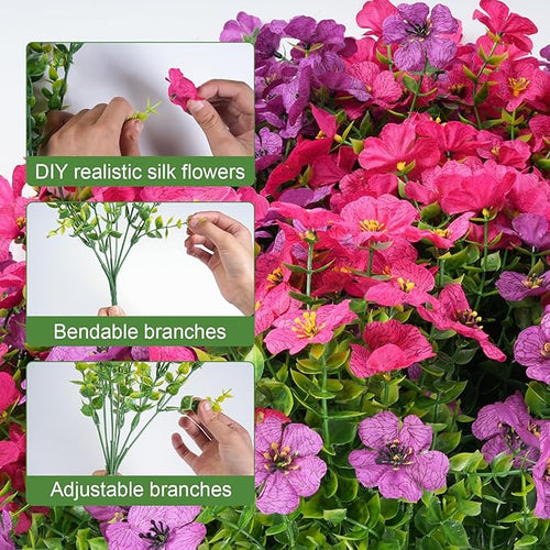 16 Bundles Artificial Flowers for Outdoor Realistic Faux Flower Spring Summer Garden Home Decoration, Hanging Daisy with Eucalyptus Leaves Fake Plants Greenery Balcony Porch Patio Front Door Decor