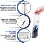 Umbrella Bag Wrapper Station with Sign Frame - Wrap Umbrellas for Rain - Be Safe, Wrap it up! - 100 Long Bags Included