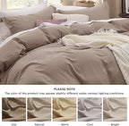 Bedsure Khaki Oversized Queen Duvet Cover - 3 Pieces Prewashed Cotton-Like Extra Soft Bedding Set, Includes 1 Duvet Cover 98x98 Inches with Zipper Closure & 2 Pillow Shams, Comforter Not Included