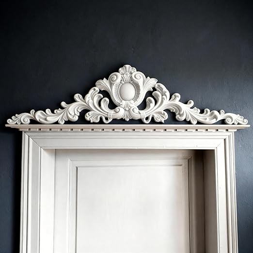 Sintuff 16" W x 47" H x 2" P Door Frame Molding Pediment Over Door Large PU Window Frame Decor French Country Decoration for Home Living Room Entryway Wall Art