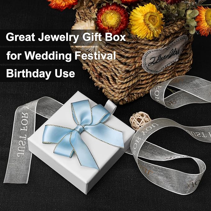 Cardboard Jewelry Boxes, 5 Pack 3.5×3.5x1Inch Jewelry Gift Boxes, Bulk Cotton Filled Small Jewelry Boxes with Lids for Necklace Ring Earring Display Box (White)
