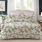 Whale Flotilla Reversible Printed Quilt King Size, Extra Soft Boho Floral Leaf Bedspreads for Bed Lightweight King Quilt Bedding Set Coverlets with 2 Pillow Shams for All Seasons, White Bone