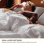Bedsure Cotton Duvet Cover King - 100% Cotton Waffle Weave Bright White Duvet Cover King Size, GentleSoft™ and Breathable Bedding Set for All Season, 3 Pieces, 104"x90"