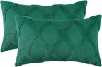 decorUhome Spring Throw Pillow Covers 12x20 Inch Set of 2, Soft Plush Faux Fur Wool Lumbar Green Couch Pillow Covers, Decorative Neutral Pillow Cases for Bed Sofa Living Room Home Decor