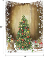 Ambesonne Christmas Tapestry, Pine Tree with Present Boxes on Snowy Board Xmas at Countryside Theme, Wall Hanging for Bedroom Living Room Dorm Decor, 40" X 60", Green Brown