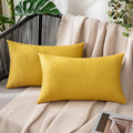 MIULEE Pack of 2 Decorative Outdoor Solid Waterproof Throw Pillow Covers Faux Linen Garden Farmhouse Cushion Cases for Summer Patio Tent Balcony Couch Sofa 20x12 Inch Yellow