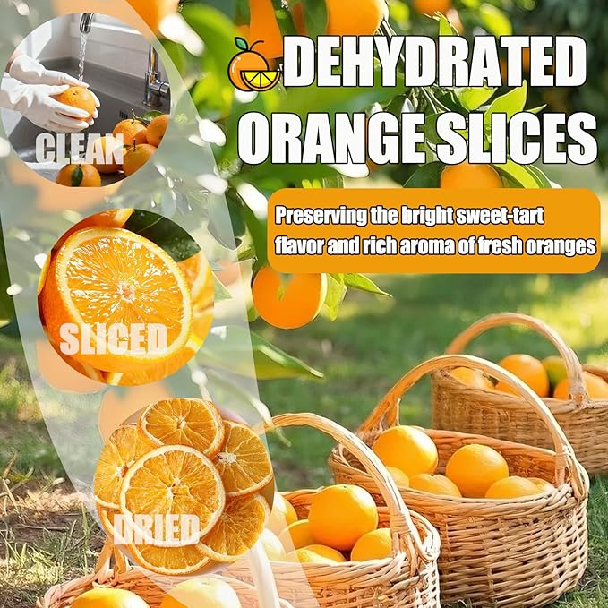 Dried Orange Slices Strong Aroma Dehydrated Orange Slices for Cocktails, Tea, Winter Recipe, Simmering Potpourri-Citrus Wheels for Festive Decor/Crafts/Garland 100% Natural & No Additives 7.05oz/200g