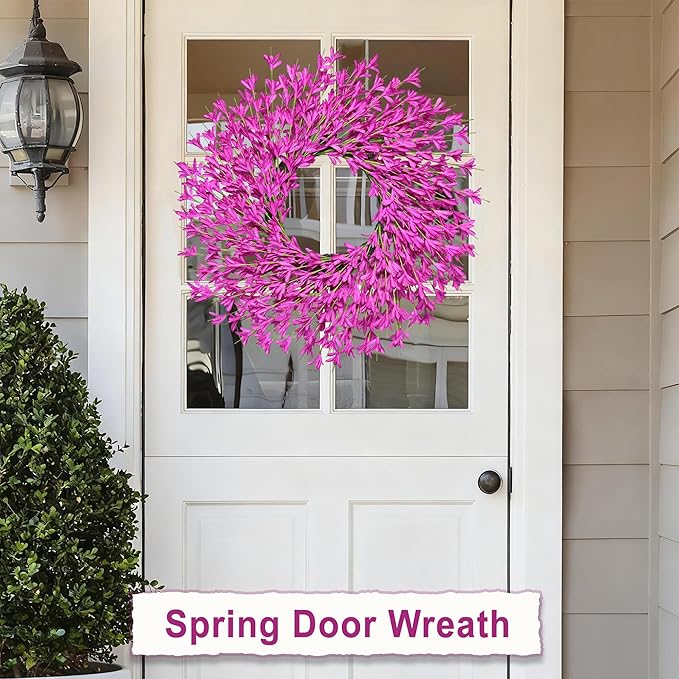 26 Inch Spring Wreaths for Front Door Large Spring Door Wreath Easter Valentines Wild Floral Summer Wreaths Outside All Season for Farmhouse Porch Wall Wedding Living Room Home Decor(Rose Red)