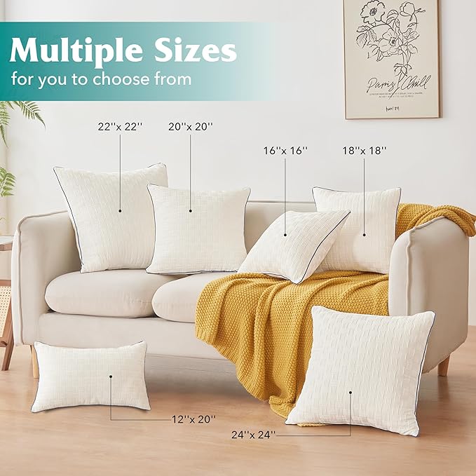 Oubonun 14x20 Pillow Inserts Set of 2 - Rectangle Decorative Throw Pillows for Sofa Couch Bed Living Room Beige 100% Polyester Filling 14 x 20 Inch Lumbar Pillows