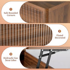 LYNCOHOME Fluted Lift Top Coffee Table with Storage, Modern Coffee Table for Living Room, Home Office（Walnut）