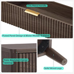 LINSY HOME Fluted 6 Drawer Double Dresser, 54" Wide Modern Chest of Drawers, Curved Profile Design, Mid Century Wood Dresser with Metal Handle for Bedroom, Living Room, Hallway, Entryway, Walnut