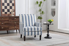 KEIKI Vintage Striped Accent Chair with Nailhead Trim, Upholstered Lounge Armchair for Living Room, High Back Reading Chair Bedroom